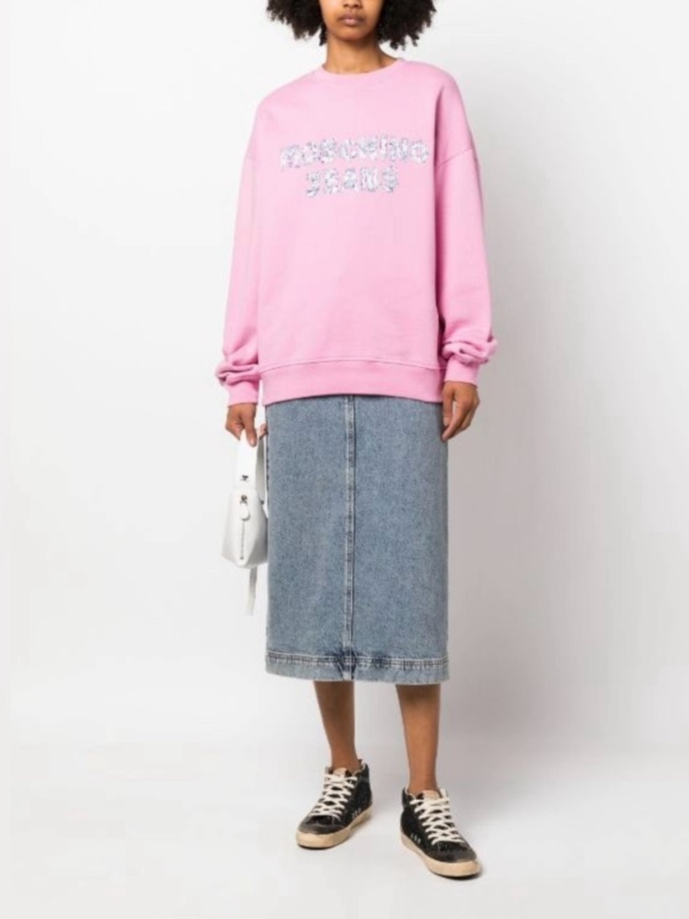 New Moschino Blue Denim Midi Skirt
